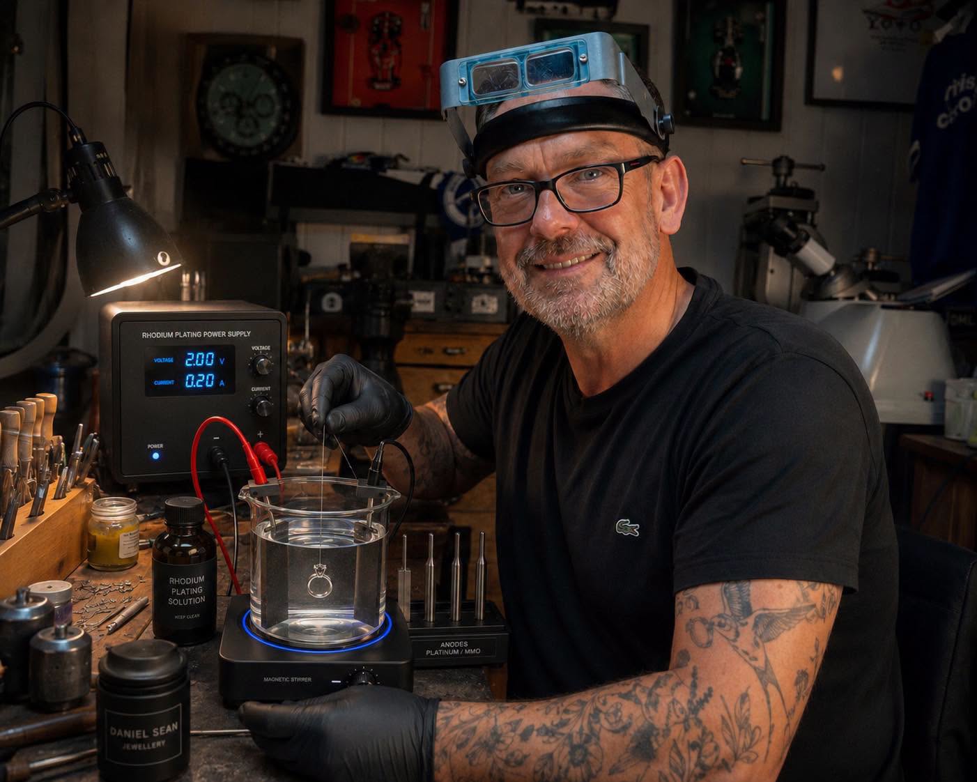 Daniel Sean at the rhodium plating station